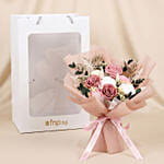 Vintage Mauve Preserved Rose & Cotton Bouquet