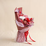 Rustic Crimson Preserved Rose & Cotton Bouquet
