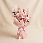 Vintage Mauve Preserved Rose & Cotton Bouquet