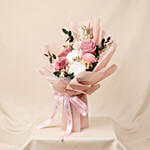 Vintage Mauve Preserved Rose & Cotton Bouquet