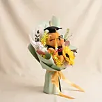 Sunflower & Bear Preserved Graduation Bouquet
