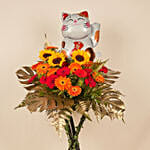 Fortune Cat Congratulations Flower Stand