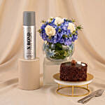 Gift Set for Him - Body Spray Cake and Flowers