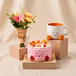 Jellycat Gift set with Bouquet, Cake and Orange Mug