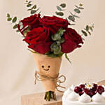 Jellycat Gift set with Bouquet, Brown Mug and Cake