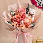 Preserved Flowers Baby Girl Congratulations Gift Set