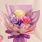 Preserved Roses Bouquet and Birthday Cake Gift Set