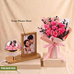 Personalised Photo Dome and Prserved Roses bouquet