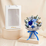 Mystic Blue Preserved Roses Bouquet with Teddy Bear