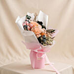 Champagne Elegance Preserved Peach Rose Bouquet