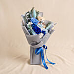 Mystic Blue Preserved Roses Bouquet with Teddy Bear