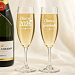 Graduation Champagne and Engraved Glasses Gift Set