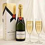Graduation Champagne and Engraved Glasses Gift Set