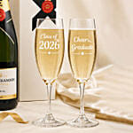Graduation Champagne & Glasses and Flowers