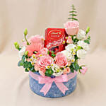 Elegant Flower Basket with Lindt Lindor Chocolates