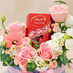 Elegant Flower Basket with Lindt Lindor Chocolates