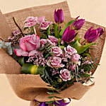 Plum Tulip & Mauve Rose Graduation Bouquet