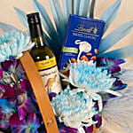 Flowers, Wine & Chocolate Basket for Dad