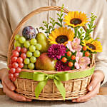 Mixed Flowers and Fruits Basket
