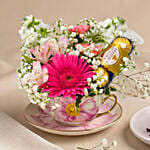 Floral Chocolate Teacup & Red Velvet Cake Slice