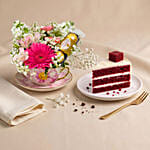 Floral Chocolate Teacup & Red Velvet Cake Slice