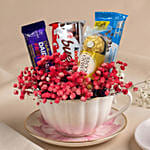 Chocolate Teacup Gift with Cake Slice
