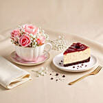 Roses Teacup & Cheesecake Slice Gift