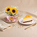 Sunflower Teacup & Mango Cheesecake Slice