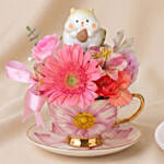 Gerbera Teacup with Red Velvet Cake Slice