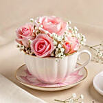 Roses Teacup & Cheesecake Slice Gift