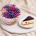 Baby's Breath Teacup & Cheesecake Slice