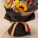 Radiant Graduation Sunflower & Red Rose Bouquet