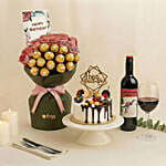 Birthday Celebration - Roses Rochers Cake and Wine