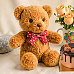 Birthday Floral Mug Arrangement with Teddy N Chocolate Cake