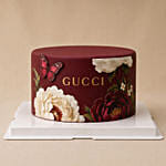 Elegant Gucci Themed Floral Print Chocolate Cake