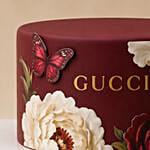 Elegant Gucci Themed Floral Print Chocolate Cake