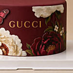 Elegant Gucci Themed Floral Print Chocolate Cake