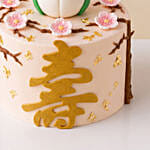 Elegant Longevity Peach Themed Chocolate Cake