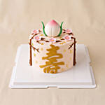 Elegant Longevity Peach Themed Chocolate Cake