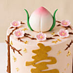 Elegant Longevity Peach Themed Chocolate Cake