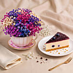 Baby's Breath Teacup & Cheesecake Slice