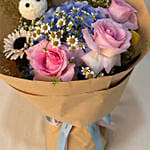 Pastel Hydrangea & Pink Rose Graduation Bouquet