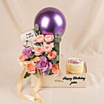 Personalised Birthday Roses & Cake Gift Box