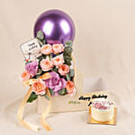 Personalised Birthday Roses & Cake Gift Box