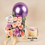Personalised Birthday Roses & Cake Gift Box