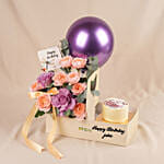 Personalised Birthday Roses & Cake Gift Box