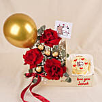 Personalised Gift Box Red Roses Love with Cake