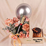 Personalised Gift Box With Wine, Roses & Cake