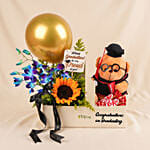 Personalised Graduation Sunshine Blooms & Teddy Box