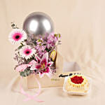 Personalised Message Gift Box with Flowers & Cake